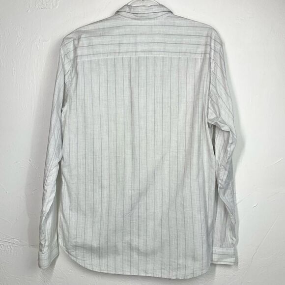 Theory White Gray Button Up Long Sleeve Shirt Large - Picture 4 of 6